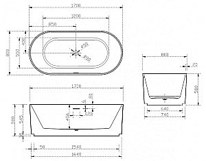 Акриловая ванна ABBER AB9325-1.7 170х80 купить в интернет-магазине Sanbest