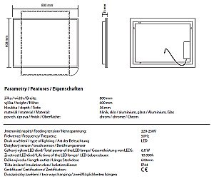 Зеркало с подсветкой и сенсором  Bemeta 127101809 60 в ванную от интернет-магазине сантехники Sanbest