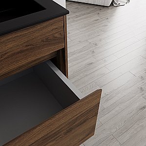 Тумба с раковиной Vincea Chiara 60 VMC-2C600CO/VCB-13600B тёмный дуб/раковина черная для ванной в интернет-магазине Sanbest