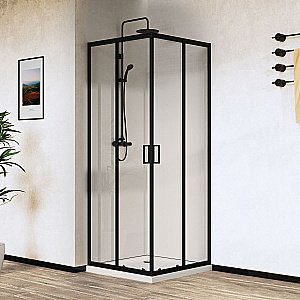 Душевой уголок Vincea City VSS-5CT9010CLB 100х90 стекло прозрачное/профиль черный купить в интернет-магазине Sanbest