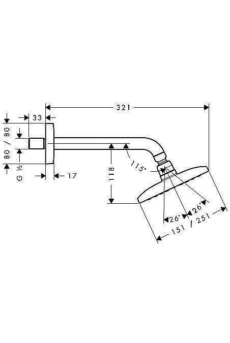 Верхний душ Hansgrohe Raindance 27370000 купить в интернет-магазине сантехники Sanbest