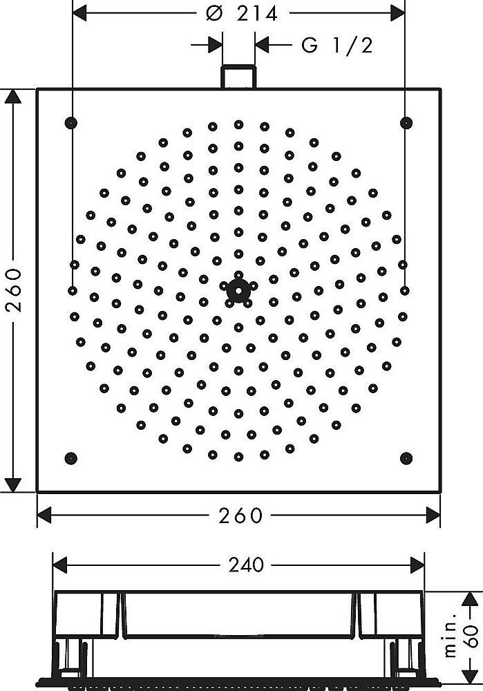 Верхний душ Hansgrohe Raindance 260/260 1jet EcoSmart 26481000 купить в интернет-магазине сантехники Sanbest