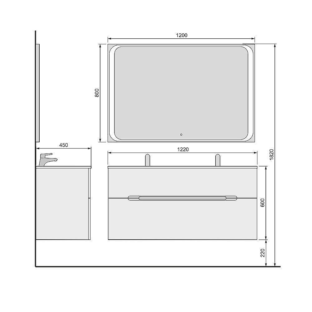 Тумба с раковиной Jorno Modul 120 для ванной в интернет-магазине Sanbest