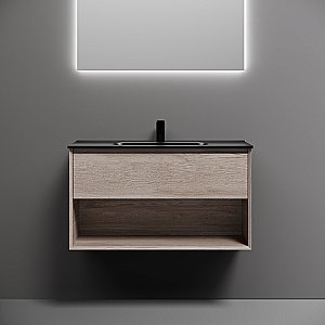 Тумба с раковиной Sancos Marmi 1.0 90 MR1.090EG дуб галифакс натуральный для ванной в интернет-магазине Sanbest