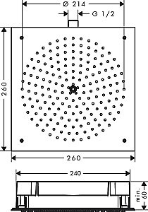 Верхний душ Hansgrohe Raindance 260/260 1jet EcoSmart 26481000 купить в интернет-магазине сантехники Sanbest