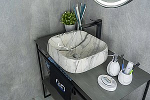 Раковина накладная Gid 45 Mnc189 54425 серый мрамор купить в интернет-магазине Sanbest