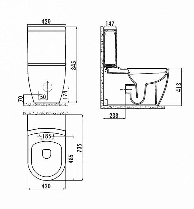 Унитаз напольный CREAVIT GRANDE GR360-11 белый, безободковый, с бачком купить в интернет-магазине Sanbest