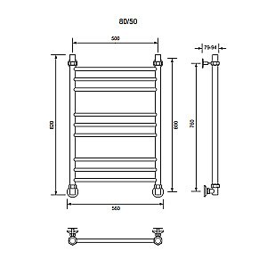 Полотенцесушитель водяной Veconi Voga V8050CH хром купить в интернет-магазине сантехники Sanbest