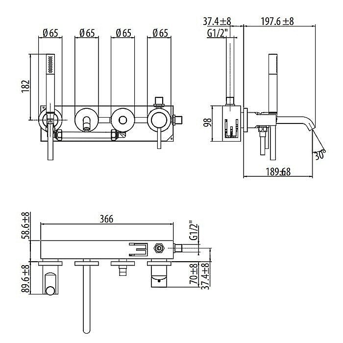Смеситель для ванны Gattoni Circle Two 9105/91BO купить в интернет-магазине сантехники Sanbest