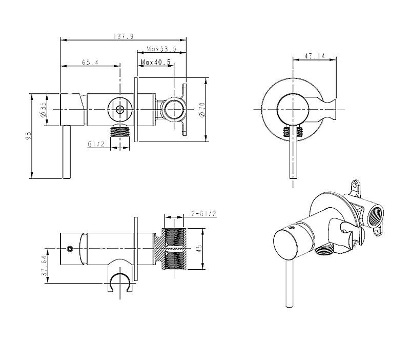 Гигиенический душ Bronze de Luxe Scandi 701/1B черный купить в интернет-магазине сантехники Sanbest