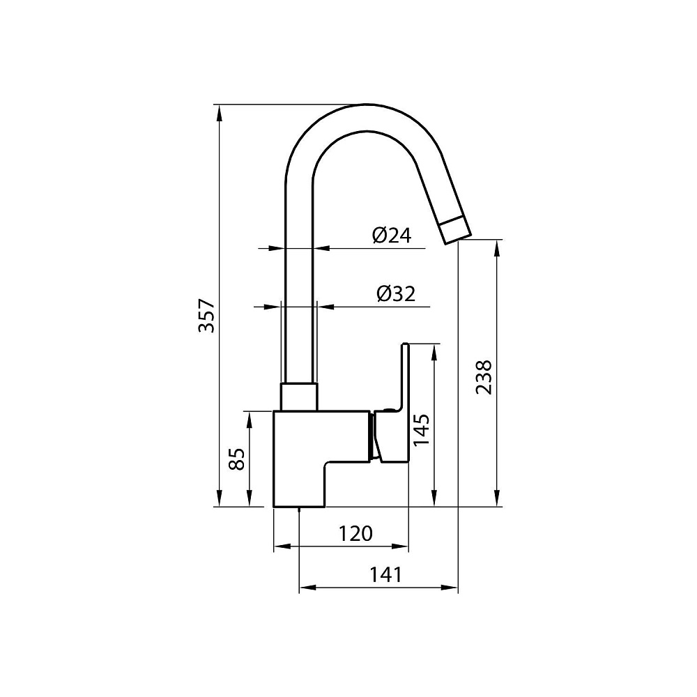 Смеситель для кухни Koller Pool Round Arc RA0500 хром купить в интернет-магазине сантехники Sanbest