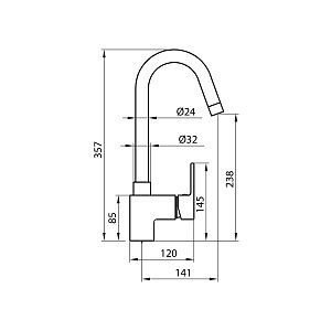 Смеситель для кухни Koller Pool Round Arc RA0500 хром купить в интернет-магазине сантехники Sanbest