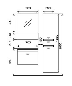 Зеркальный шкаф Valente Massima M700.12 купить в интернет-магазине сантехники Sanbest