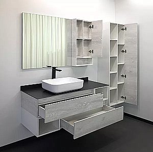 Тумба с раковиной Comforty Прага 120 00-00014834 дуб белый для ванной в интернет-магазине Sanbest