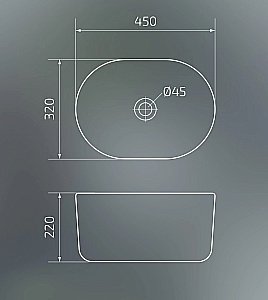 Раковина накладная Gid Creativo 45 N9302wg 51220 белая матовая, белый графит купить в интернет-магазине Sanbest