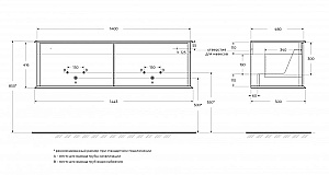 Тумба с раковиной Cezares IDRA 144 55811+50265 Cotone для ванной в интернет-магазине Sanbest