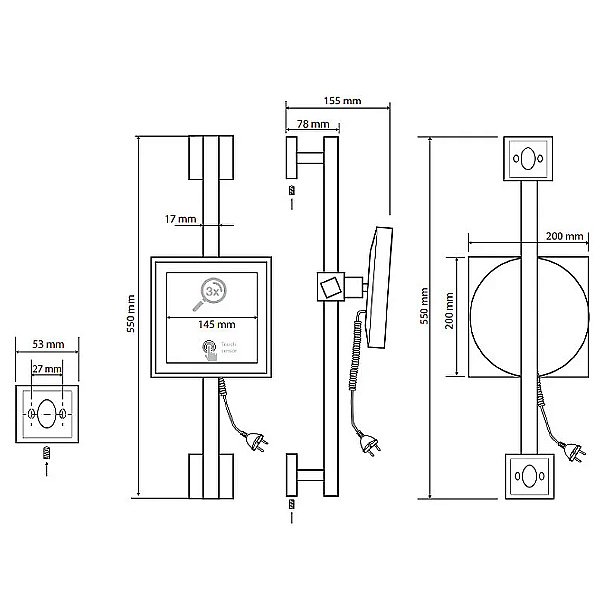 Зеркало косметическое Bemeta 116501672 хром купить в интернет-магазине сантехники Sanbest