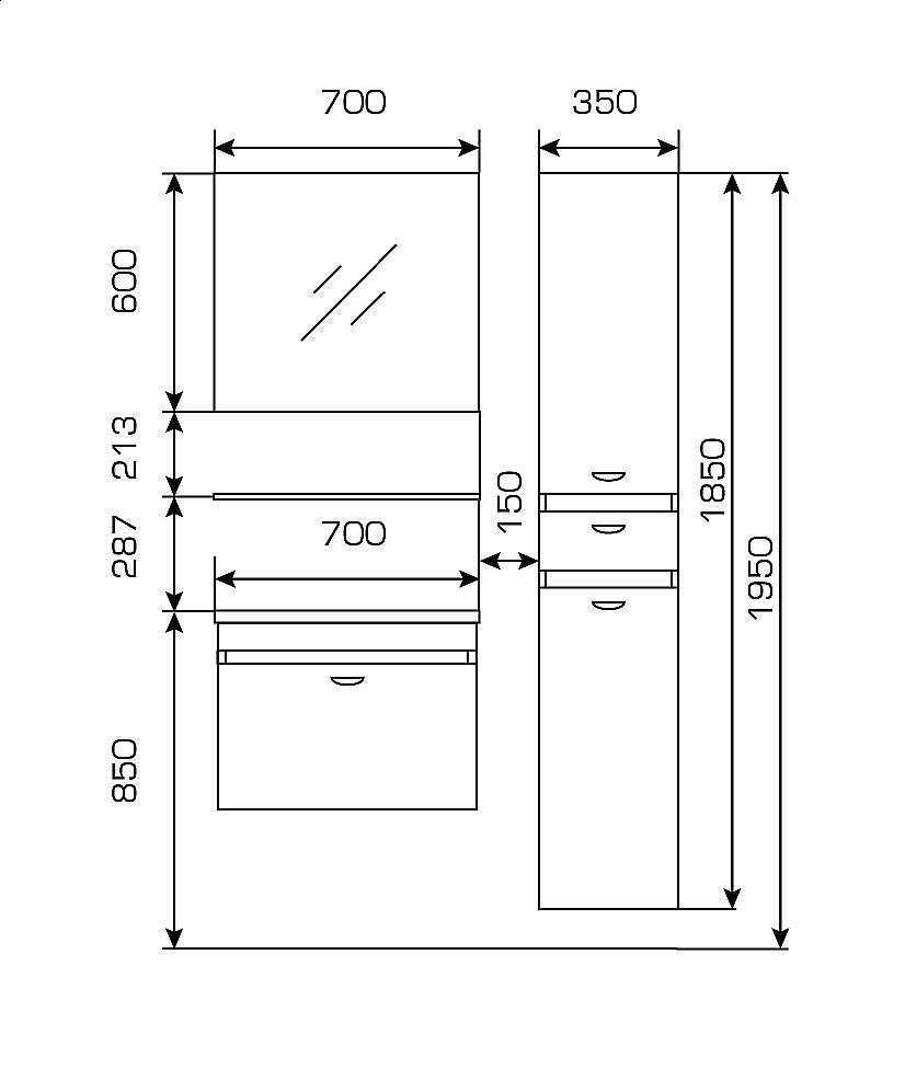 Зеркальный шкаф Valente Massima M700.12 купить в интернет-магазине сантехники Sanbest