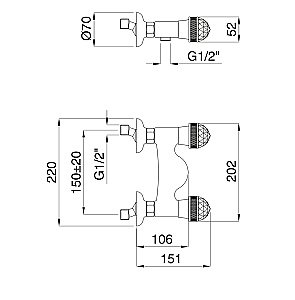 Смеситель для душа Migliore Axo Crystal ML.AXO-646F.DO золото/swarovski купить в интернет-магазине сантехники Sanbest