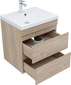 Тумба с раковиной Aquanet Нота New 334197 60 дуб светлый для ванной в интернет-магазине Sanbest