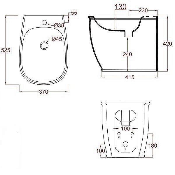 Биде напольное ARTCERAM Azuley AZB002 01 00 bi*1 купить в интернет-магазине Sanbest