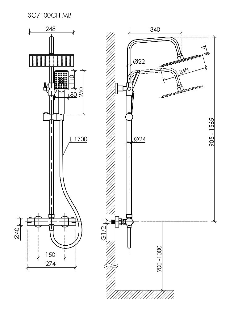 Душевая система Sancos Kanedo SC7100MB черная матовая купить в интернет-магазине сантехники Sanbest