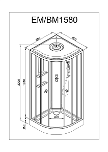 Душевая кабина Deto ЕМ1580 N 80х80 купить в интернет-магазине Sanbest