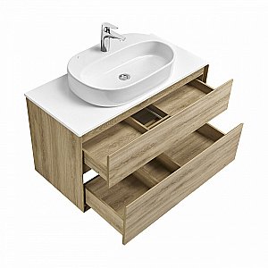 Тумба со столешницей Акватон Либерти 100 дуб эльвезия для ванной в интернет-магазине Sanbest