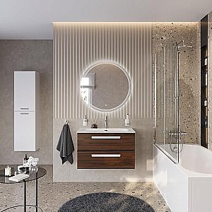 Тумба с раковиной Cezares ECO-CER-N 80 ECO-CER-N-800-2C-SO-NCS-P орех шоколад софт для ванной в интернет-магазине Sanbest