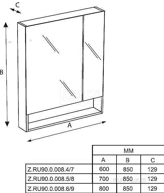 Зеркальный шкаф Roca The Gap ZRU9302753 80 фиолетовый купить в интернет-магазине сантехники Sanbest