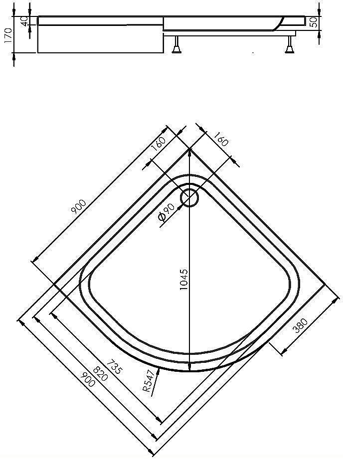 Душевой поддон Alex Baitler AB9017D-1 90х90 купить в интернет-магазине Sanbest