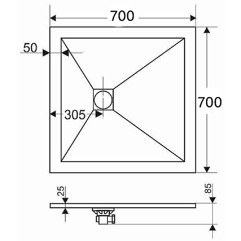 Душевой поддон RGW Stone Tray 16152070-01 70х70 белый купить в интернет-магазине Sanbest