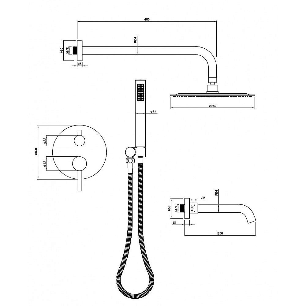 Душевая система Milacio Ultra MCU.150.SS нержавеющая сталь купить в интернет-магазине сантехники Sanbest