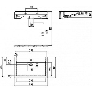 Раковина Creavit Epic 80 EP080.00000 белая купить в интернет-магазине Sanbest