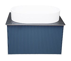 Тумба с раковиной LA FENICE TERRA Blu Grigio 60 синяя/столешница черная для ванной в интернет-магазине Sanbest