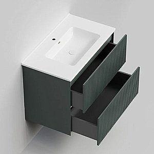 Тумба с раковиной La Fenice Terra Twin 80 FNC-01-TER-G-80-2 серо-зеленая матовая для ванной в интернет-магазине Sanbest