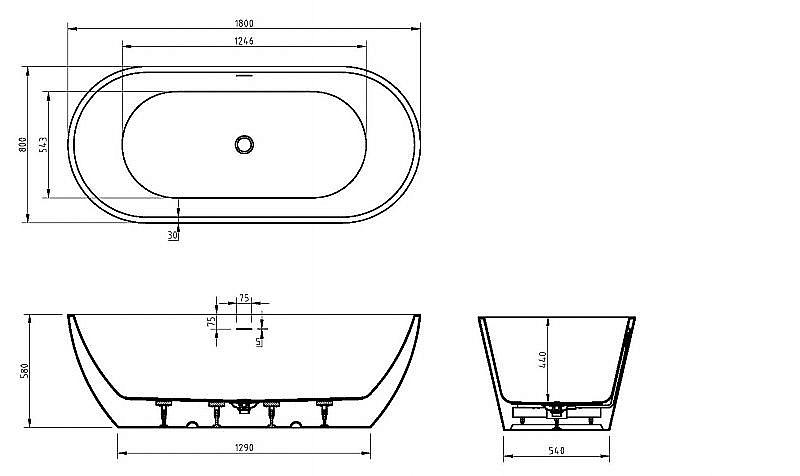 Ванна акриловая BELBAGNO UNO 180х80 BB701-1800-800-K белая купить в интернет-магазине Sanbest