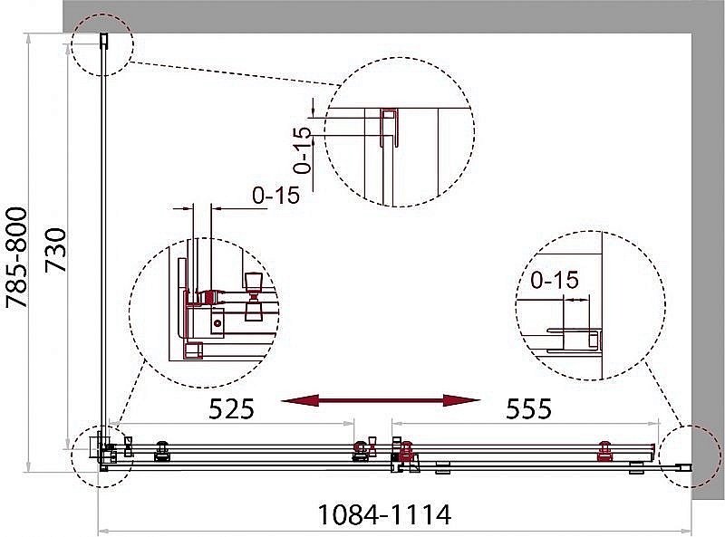 Душевой уголок BelBagno ACQUA AH-1 110x80 прозрачный/хром купить в интернет-магазине Sanbest