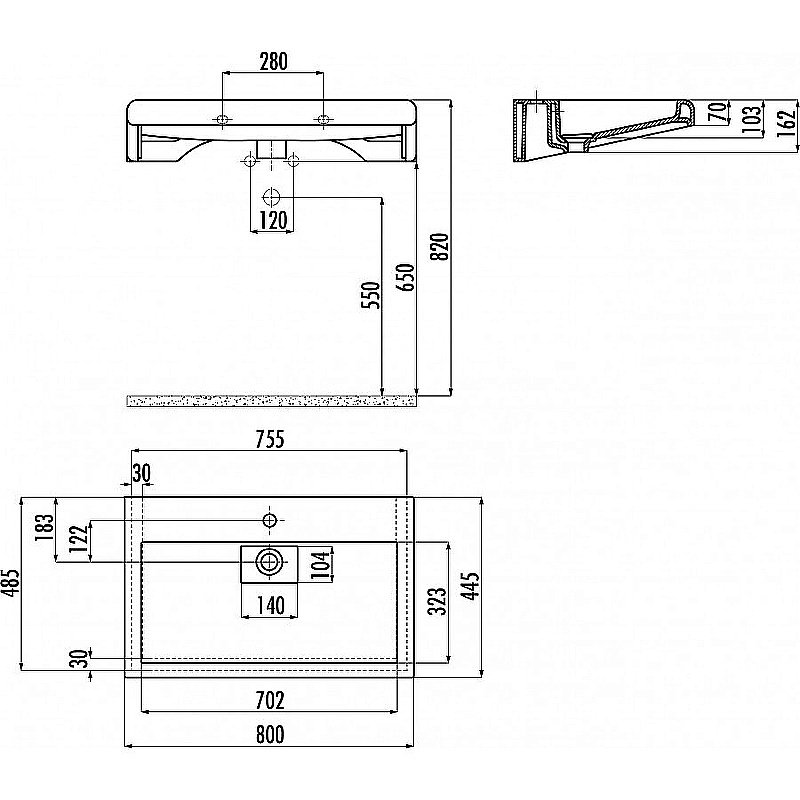 Раковина Creavit Epic 80 EP080.00000 белая купить в интернет-магазине Sanbest