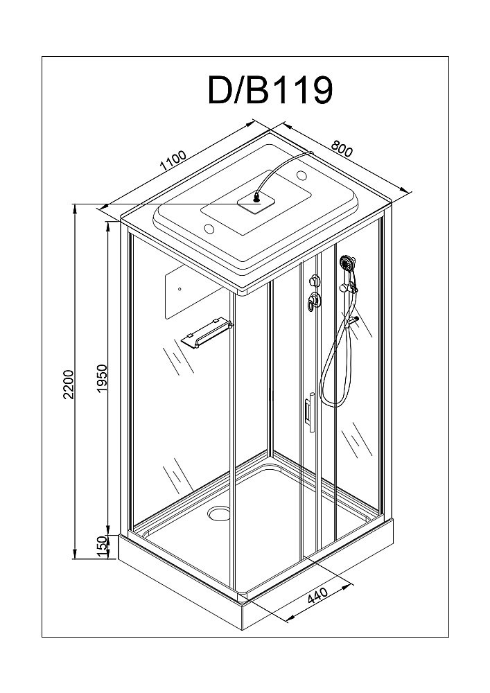 Душевая кабина DTO D119 110х90 без крыши купить в интернет-магазине Sanbest
