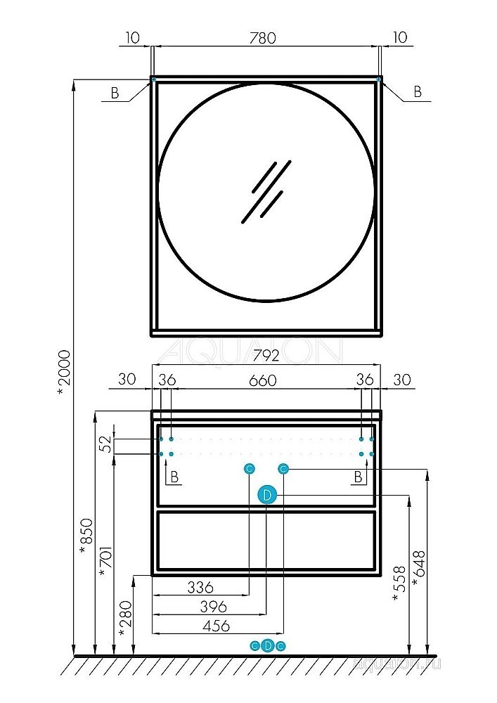 Зеркало Акватон Лофт Фабрик 80 темное дерево в ванную от интернет-магазине сантехники Sanbest