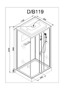 Душевая кабина Deto D119 110х90 купить в интернет-магазине Sanbest