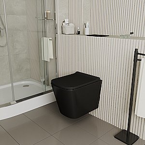 Унитаз подвесной D&K Berlin DT1436025 черный матовый, безободковый, с крышкой микролифт купить в интернет-магазине Sanbest