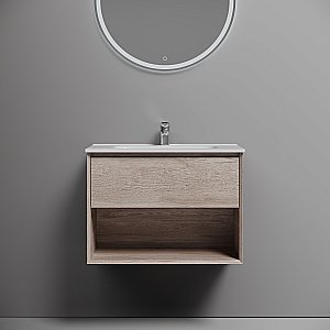 Тумба с раковиной Sancos Marmi 1.0 70 MR1.070EG дуб галифакс натуральный для ванной в интернет-магазине Sanbest