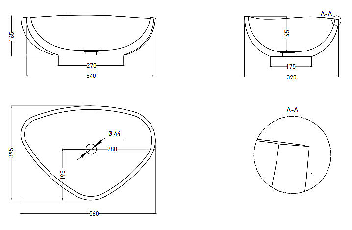 Раковина накладная Salini GLORIA 06 S-Sense 1102106G 56 белая купить в интернет-магазине Sanbest