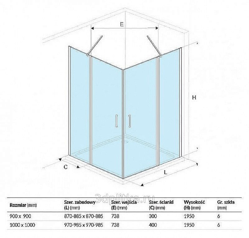 Душевой уголок квадрат Excellent Mazo 90х90 стекло прозрачное/профиль хром купить в интернет-магазине Sanbest