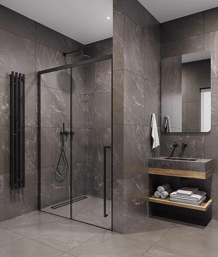 Душевая дверь Timo TDSS-140/03C-8L/R 140 профиль черный/стекло прозрачное купить в интернет-магазине Sanbest