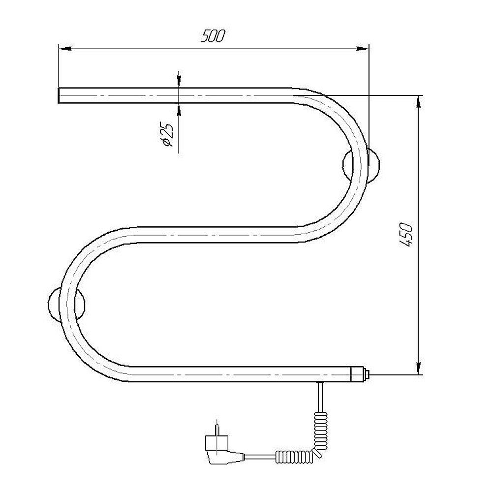 Полотенцесушитель электрический Domoterm S-образный DMT 112 42x50 EK хром купить в интернет-магазине сантехники Sanbest