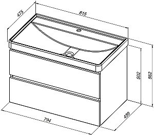 Тумба с раковиной Aquanet Вега 2.0 337955/329255 80 черный для ванной в интернет-магазине Sanbest