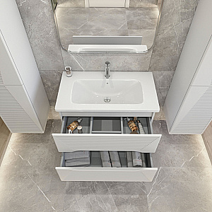 Тумба с раковиной Caprigo Modo-Terza 80 с интегрированной ручкой, бланж для ванной в интернет-магазине Sanbest